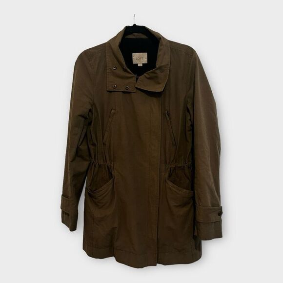 Loft Brown Utility Full Zip jacket Sz S Army Utility Waterproof Classic Neutral - Picture 1 of 13